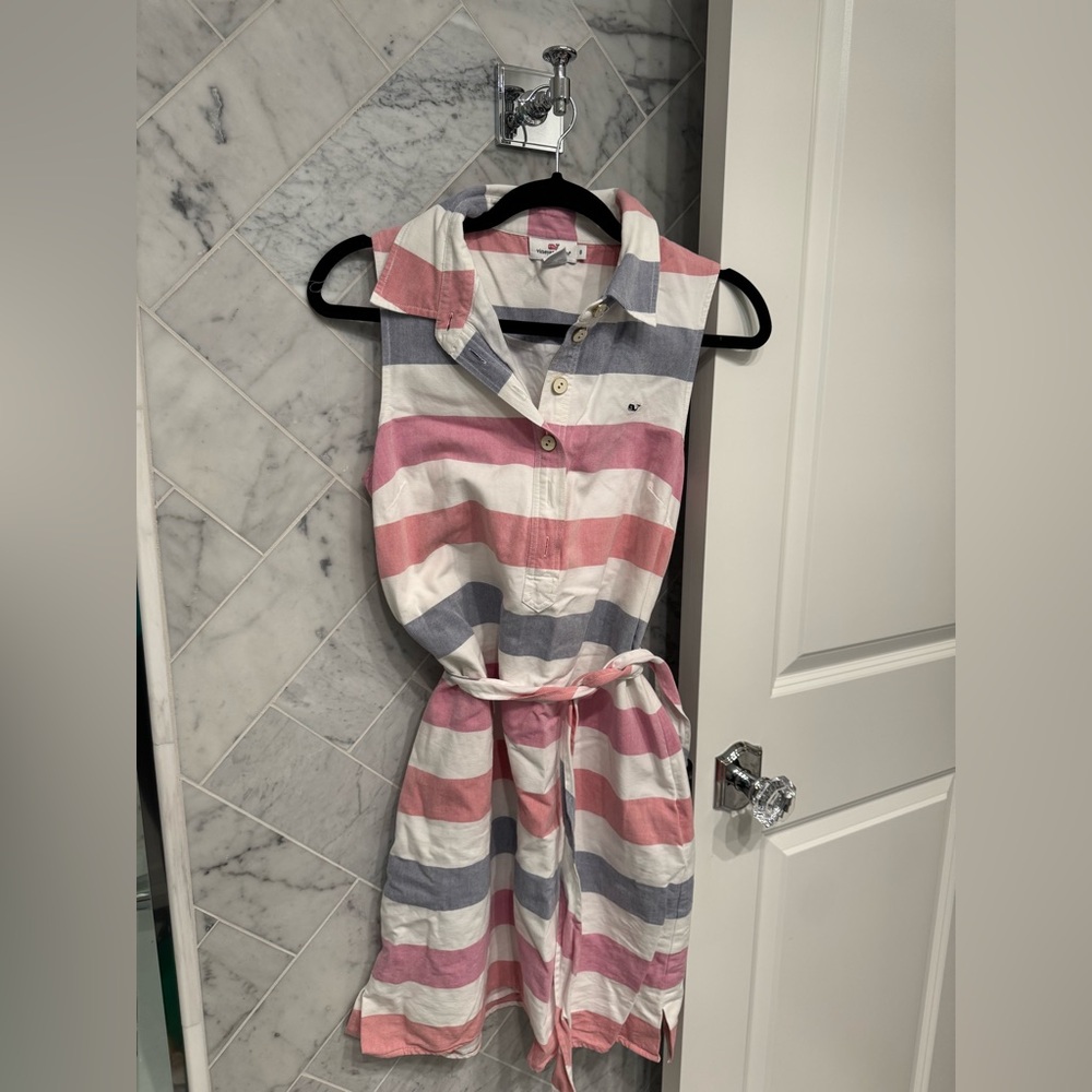 Vineyard Vines Stripe Shirt Dress cotton sleeveless size 8 with side zip